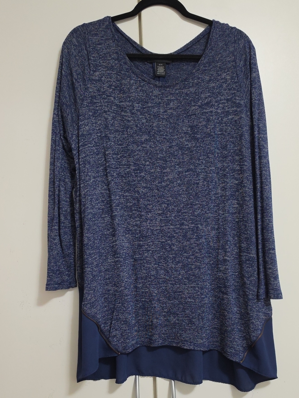 Lane Bryant Heathered Navy Blue Layered Long-Sleeve Tunic
